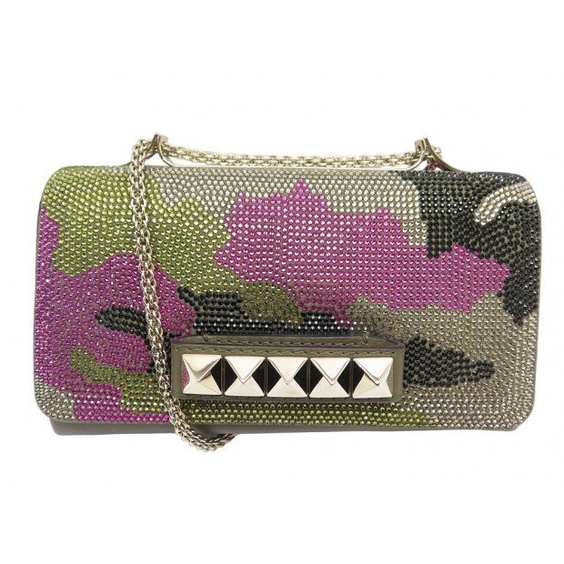 SAC A MAIN VALENTINO VAVAVOOM CAMOUFLAGE STRASS KAKI BANDOULIERE HAND BAG 1650€