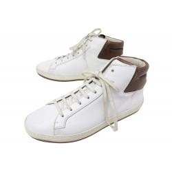 CHAUSSURES BERLUTI BASKETS 9 43 CUIR BLANC WHITE LEATHER HIGH TOP SNEAKERS 1050€