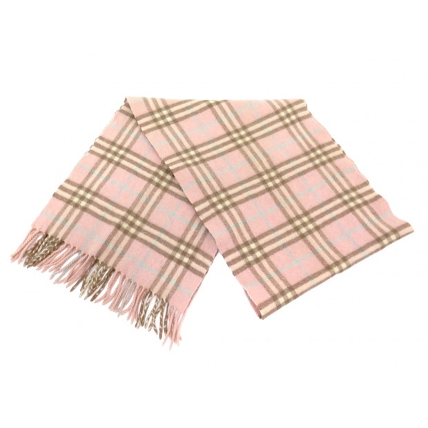 NEUF ECHARPE BURBERRY CHECK CLASSIQUE TARTAN LAINE CACHEMIRE ROSE SCARF 490€