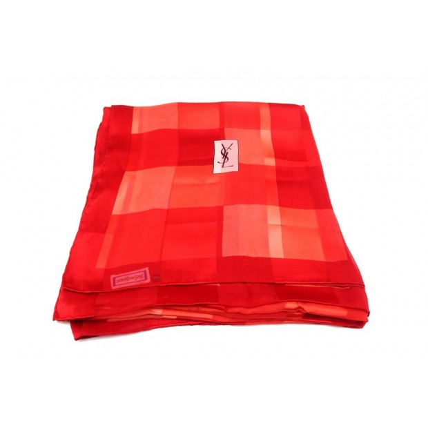 FOULARD CHALE YVES SAINT LAURENT SOIE ROUGE 