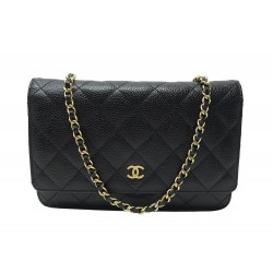 SAC A MAIN CHANEL WALLET ON CHAIN CUIR NOIR BANDOULIERE WOC HAND BAG 3200€