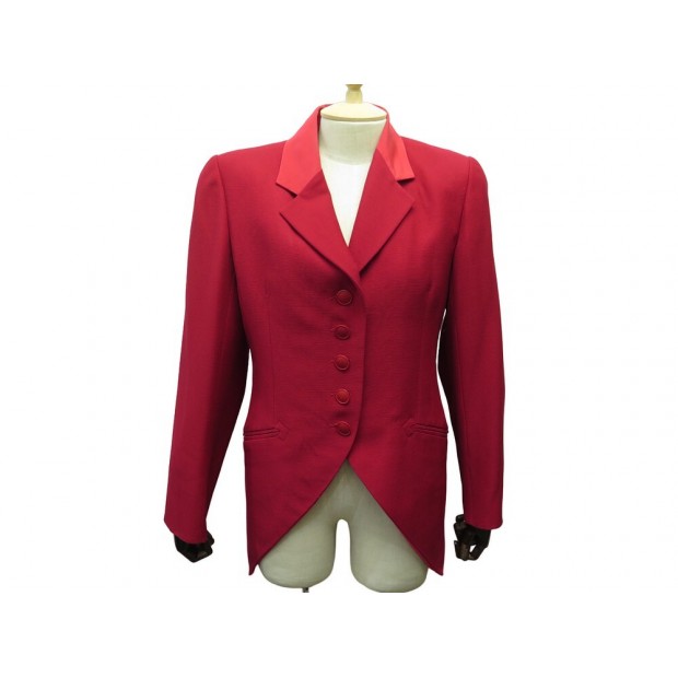 VESTE HERMES EQUITATION CAVALIERE 38 M EN LAINE ROUGE RED WOOL SUIT JACKET 2500€