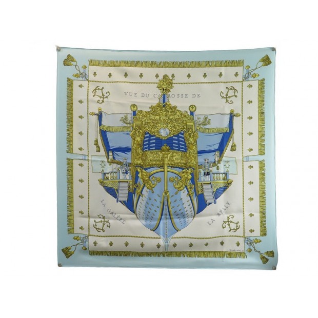 VINTAGE FOULARD HERMES VUE DU CARROSSE DE LA GALERE 1ER EDITION 1953 SCARF 495€