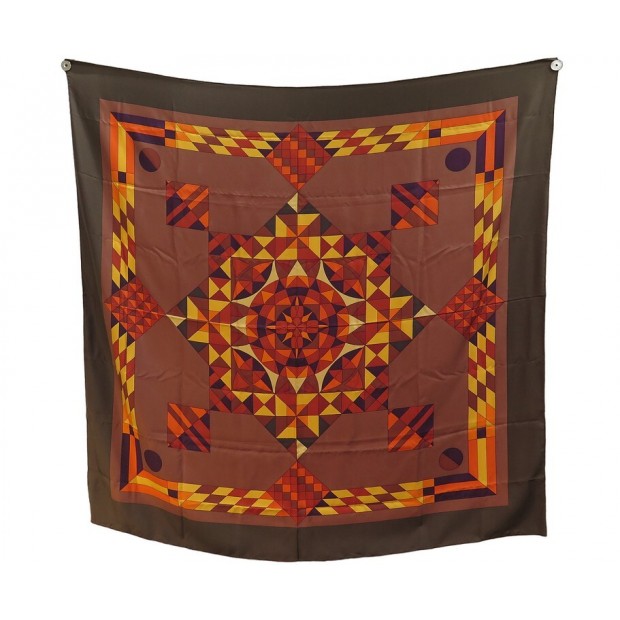 CHALE HERMES PSYCHE EN SOIE MARRON CARRE 140 CM SILK SCARF SHAWL BROWN 860€