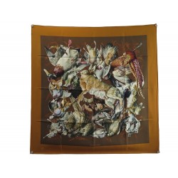 VINTAGE FOULARD HERMES GIBIERS HENRI DE LINARES CARRE 90 EN SOIE SILK SCARF 460€