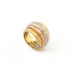 BAGUE EN OR TRINITY JAUNE BLANC ROSE 18K 11.8GR T54 SERTIE DIAMANTS GOLD RING