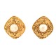 VINTAGE BOUCLES D'OREILLES CHANEL TOURBILLONS & PERLES 1980 DORE PEARL EARRINGS