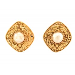 VINTAGE BOUCLES D'OREILLES CHANEL TOURBILLONS & PERLES 1980 DORE PEARL EARRINGS