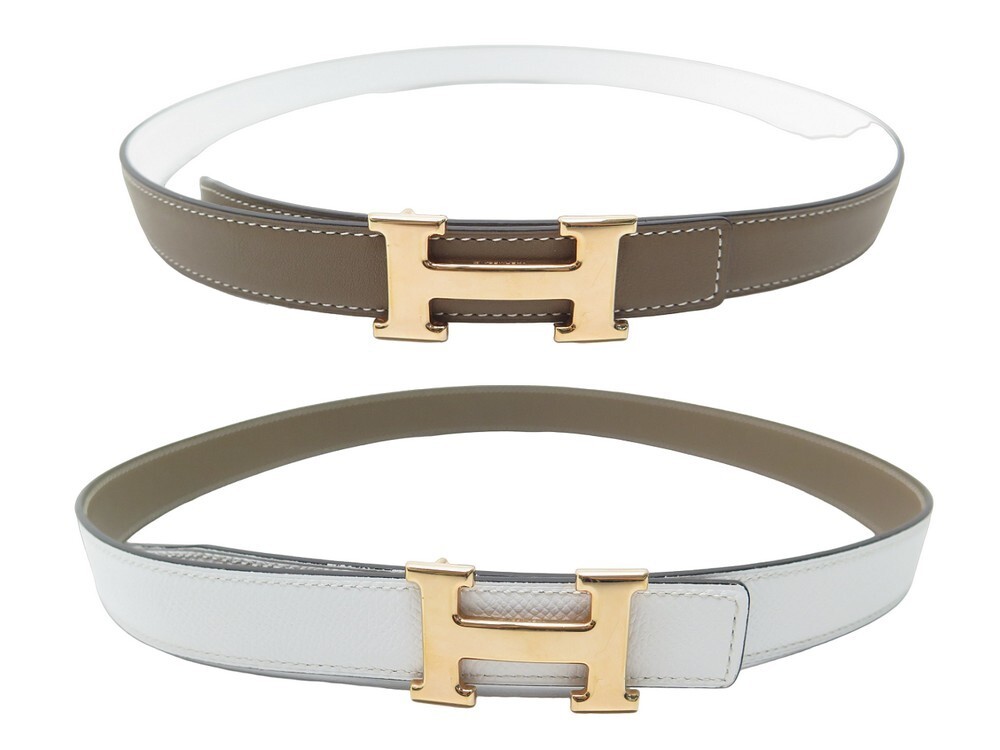 【大人気】HERMES boucle de ceinture mini 24mm ベルト Mini H belt buckle & Hermès sur Mer reversible leather strap
