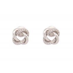 NEUF BOUCLES D'OREILLES POIRAY PUCES TRESSE 951111 OR BLANC 18K DIAMANTS 2570€