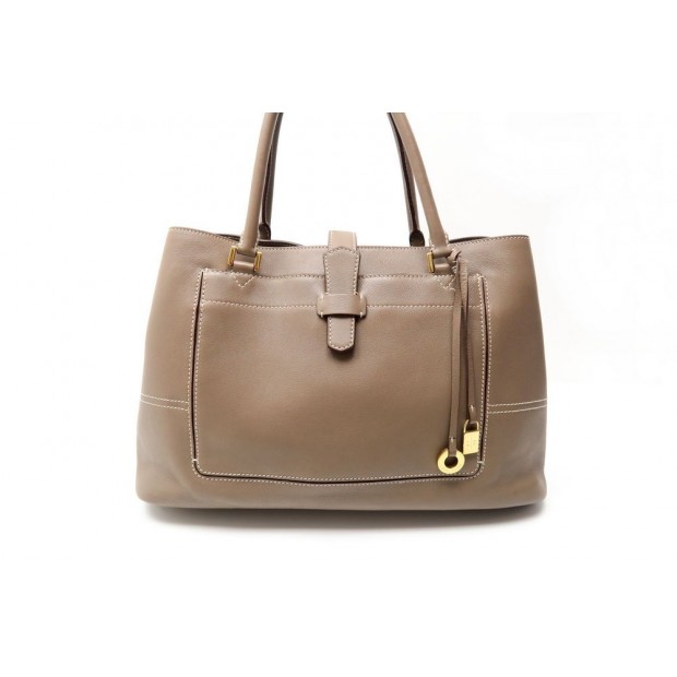 SAC A MAIN LORO PIANA BELLEVUE ODESSA EN CUIR TAUPE LEATHER HAND BAG PURSE 3910€