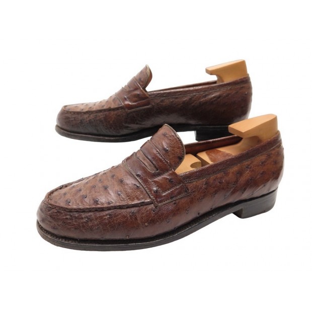 CHAUSSURES JM WESTON MOCASSINS 180 3.5C 37.5 EN CUIR AUTRUCHE EMBAUCHOIRS 2200€