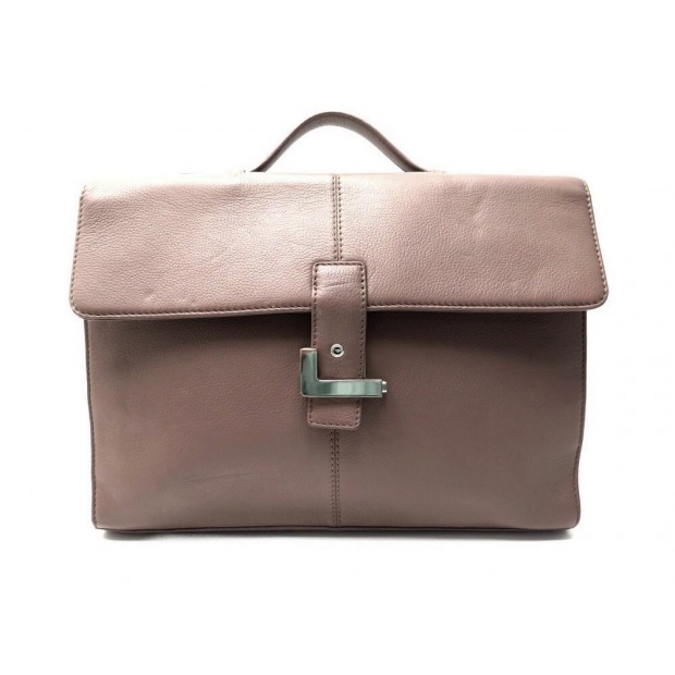 SACOCHE LANCEL JUPITER 38CM SACOCHE CUIR GRAINE ETOUPE CARTABLE BRIEFCASE 695€