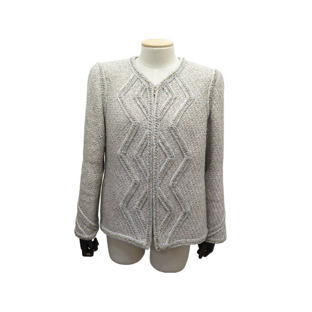 VESTE CHANEL TWEED FANTAISIE & FILS METALLISES P55015V41134 42 L JACKET 6450€