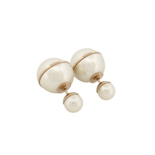 BOUCLES D'OREILLES DIOR TRIBALES EN METAL DORE ET PERLES PEARLS EARRINGS 390€