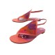 CHAUSSURES HERMES SANDALES TONG ORIGAMI 38 EN TOILE & CUIR FLIP FLOPS SHOES 520€