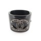 BRACELET CHANEL MANCHETTE LOGO CC CAMELIA 17 CM RESINE NOIR BANGLE JEWEL 1960€