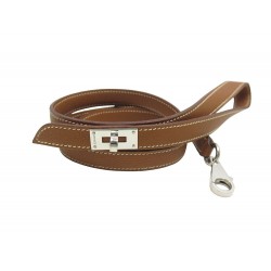 LAISSE POUR CHIEN HERMES FERMOIR KELLY CUIR TOGO GOLD LEATHER DOG LEASH 800€