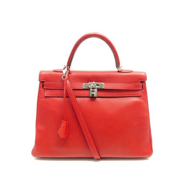 SAC HERMES KELLY II RETOURNE 35 TAURILLON CLEMENCE H028025CKQ5 ROUGE CASAQUE BAG