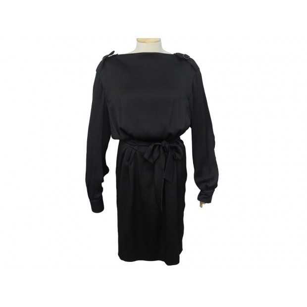 ROBE HERMES NOIR DOS NU L 44 EN SOIE NOIRE BLACK SILK BARE BACK DRESS 2800€