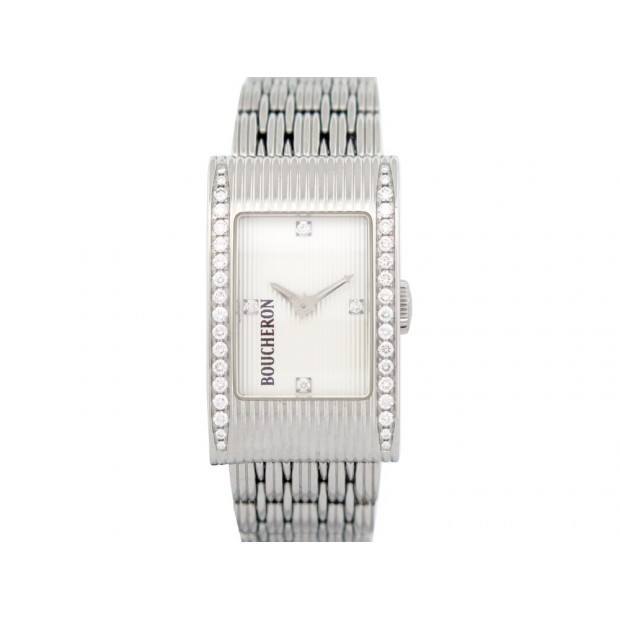 MONTRE BOUCHERON REFLET DIAMANT EN ACIER PALLADIE 34MM QUARTZ STEEL WATCH 7260€