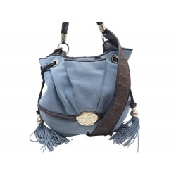 SAC A MAIN LANCEL BRIGITTE BARDOT BB BANDOULIERE DAIM BLEU HAND BAG PURSE 890€
