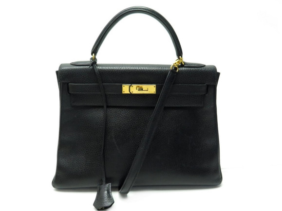 sac a main hermes kelly 32 retourne en cuir togo noir