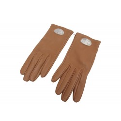 NEUF GANTS HERMES LOGO H 062007GB7065 CUIR GLACE FAUNE 6.5 H EVELYNE GLOVES 695€