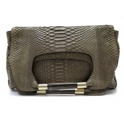 SAC POCHETTE A MAIN CHLOE NANCY 8SS687-50 EN CUIR PYTHON MARRON LEATHER HANDBAG