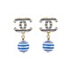 NEUF BOUCLES D'OREILLES CHANEL LOGO CC PENDANTES MARINIERE 2019 DORE + BOITE