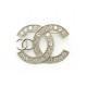 BROCHE CHANEL LOGO CC STRASS 2019 EN METAL ARGENTE SILVER BROOCH 650€