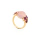 NEUF BAGUE POMELLATO LUNA T54 EN OR ROSE 18K QUARTZ & TOURMALINES NEW GOLD RING