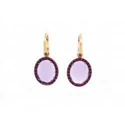 NEUF BOUCLES D'OREILLES POMELLATO COLPO DI FULMINE AMETHYSTE OR ROSE 18K 4050€