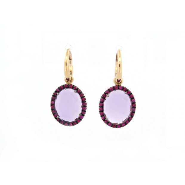 NEUF BOUCLES D'OREILLES POMELLATO COLPO DI FULMINE AMETHYSTE OR ROSE 18K 4050€