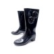 CHAUSSURES CHANEL BOTTES DE PLUIE CAMELIA 37 CAOUTCHOUC NOIR RAIN BOOTS 1150€