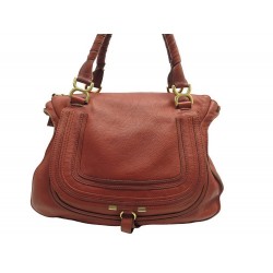 SAC A MAIN CHLOE MARCIE GM EN CUIR GRAINE ROUGE TAN LEATHER PURSE HAND BAG 2150€