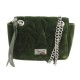 SAC A MAIN JIMMY CHOO HELIA EN VELOURS VERT BANDOULIERE HAND BAG PURSE 1350€