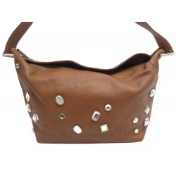 SAC A MAIN CELINE AVA STRASS EN CUIR CAMEL BROWN LEATHER HAND BAG PURSE 1900€