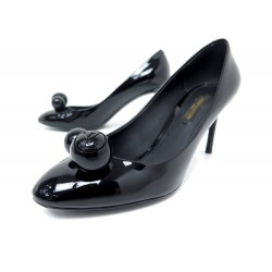 CHAUSSURES LOUIS VUITTON ESCARPINS BETTY 36.5 CUIR VERNIS NOIR BOITE SHOES 930€