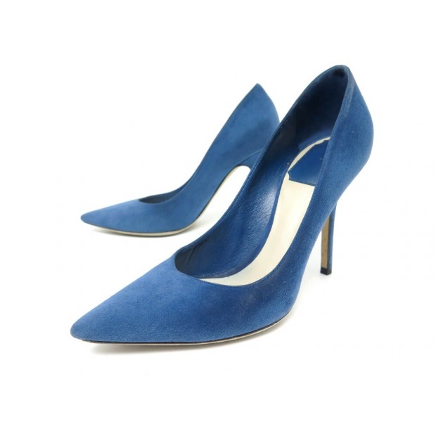 CHAUSSURES CHRISTIAN DIOR CHERIE KCA980IL 36 DAIM BLEU DEER COURT SHOES 1090€