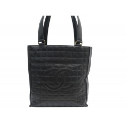 SAC A MAIN CABAS CC CHOCOLATE BAR EN CUIR NOIR BLACK LEATHER TOTE BAG 6000€