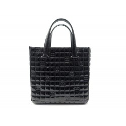 SAC A MAIN CHANEL CABAS CC CHOCOLATE BAR MATELASSE EN VERNIS NOIR TOTE BAG 6000€