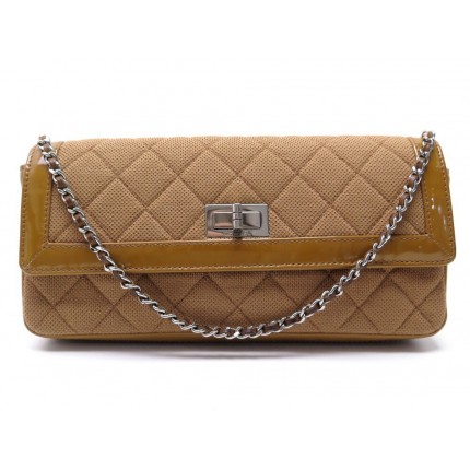 SAC A MAIN CHANEL EAST WEST BAGUETTE FERMOIR MADEMOISELLE TOILE & CUIR BAG 5200€