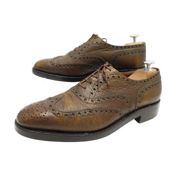 CHAUSSURES JM WESTON RICHELIEU 398 7.5C 41 41.5 BOUT FLEURI CUIR DE REQUIN 1585€