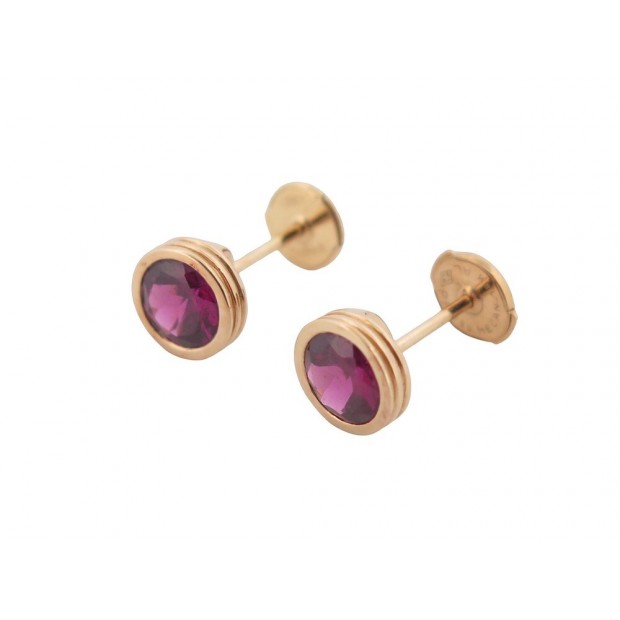 NEUF BOUCLES D'OREILLES POIRAY PUCES LOLITA RHODOLITE OR 18K NEW EARRINGS 1235€