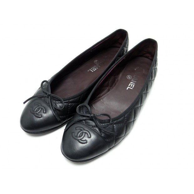 CHAUSSURES CHANEL LOGO CC MATELASSEES G26250 39.5 BALLERINES NOIR BOITE SAC 560€