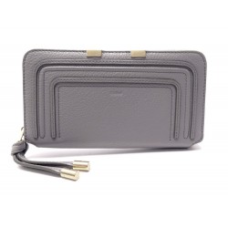 NEUF PORTEFEUILLE CHLOE MARCIE ZIPPE MONNAIE EN CUIR TAUPE LONG WALLET 525€