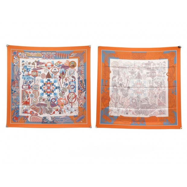 NEUF FOULARD HERMES DE L'OMBRELLE AUX DUELS DOUBLE FACE MARIE 90 SOIE SCARF 620€