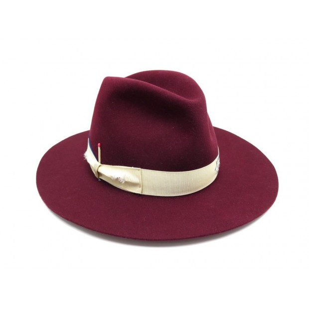 NEUF CHAPEAU BORSALINO BY NICK FOUQUET TAILLE 59 EN VELOURS BORDEAUX HAT 740€