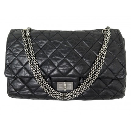 SAC A MAIN CHANEL MAXI 2.55 JUMBO CUIR MATELASSE NOIR BANDOULIERE BAG 11100€